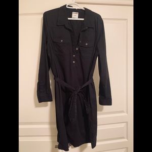 Women's Black Shirt Dress with waist tie